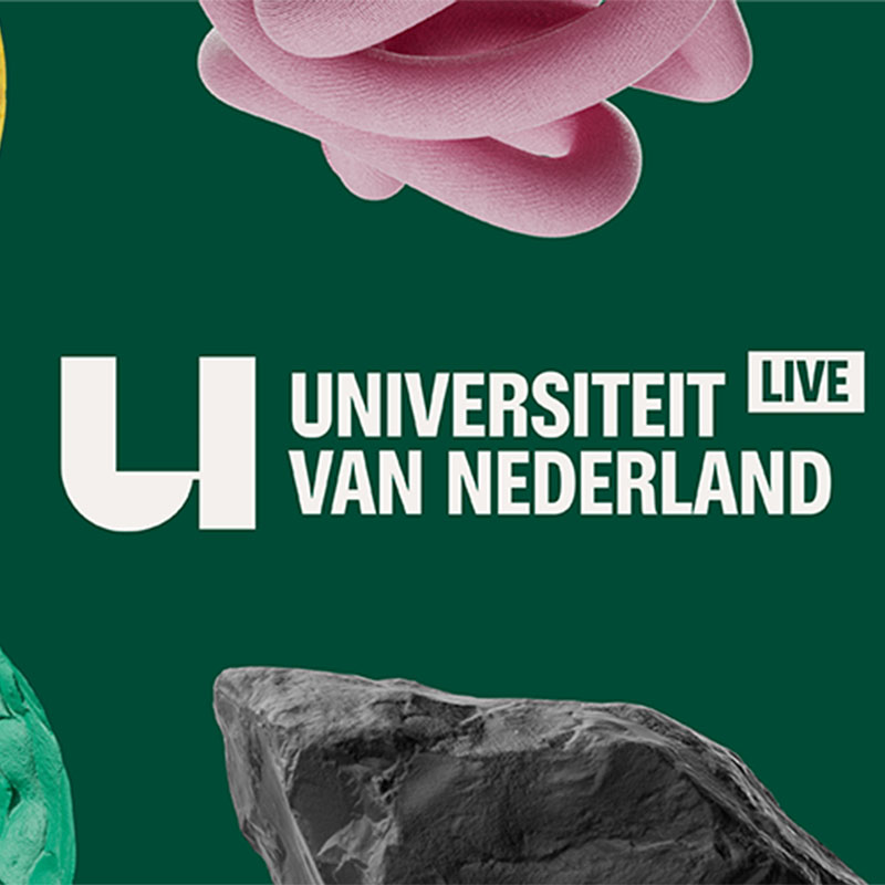 Universiteit van Nederland staat geschreven op een groene achtergrond