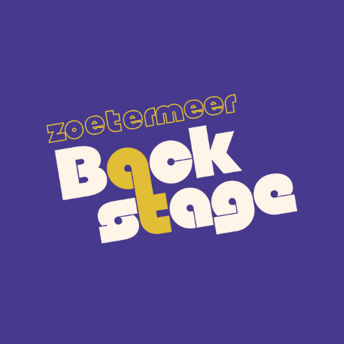 Logo Zoetermeer Backstage 2026 op blauwpaarse achtergrond van Stadstheater Zoetermeer