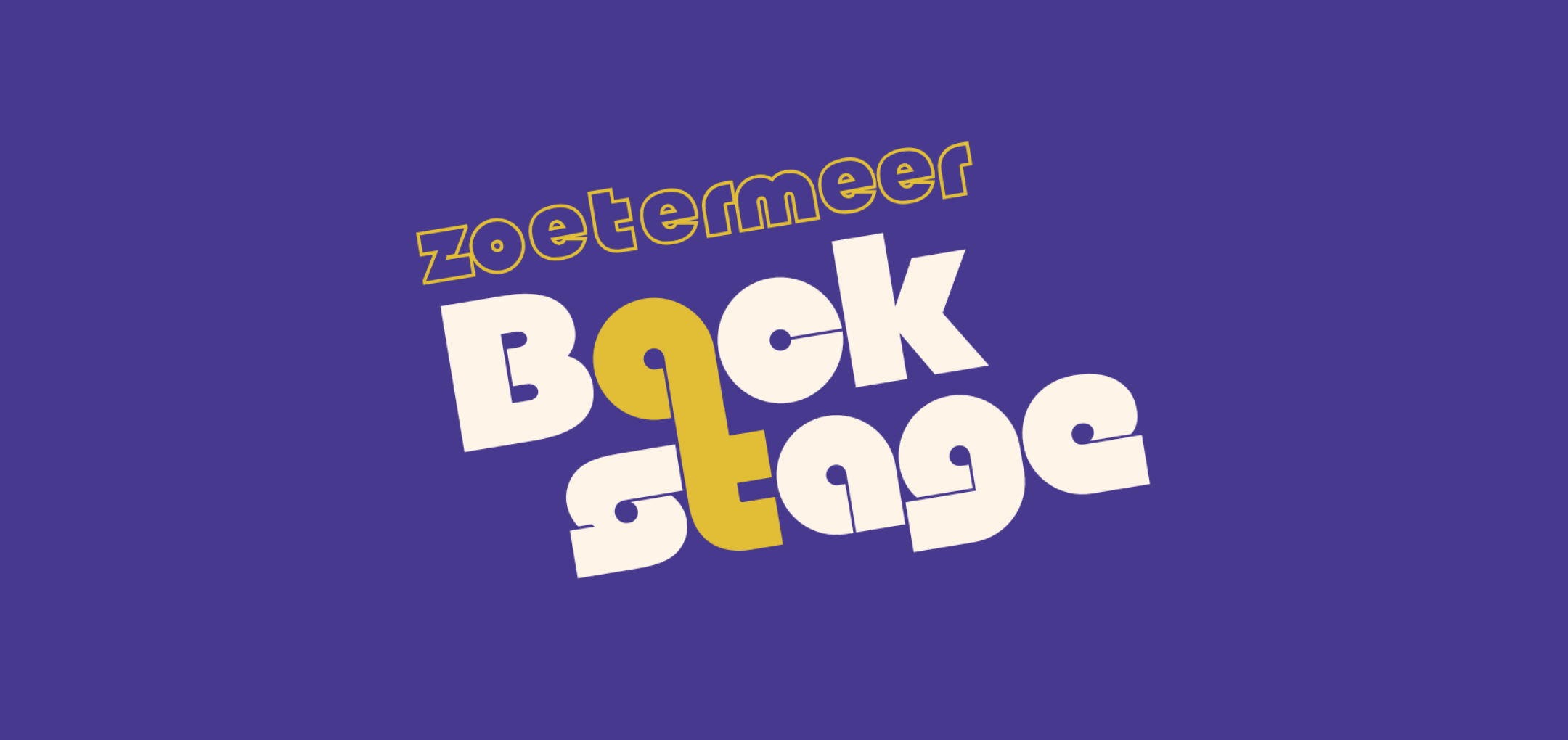 Logo Zoetermeer Backstage 2026 op blauwpaarse achtergrond van Stadstheater Zoetermeer